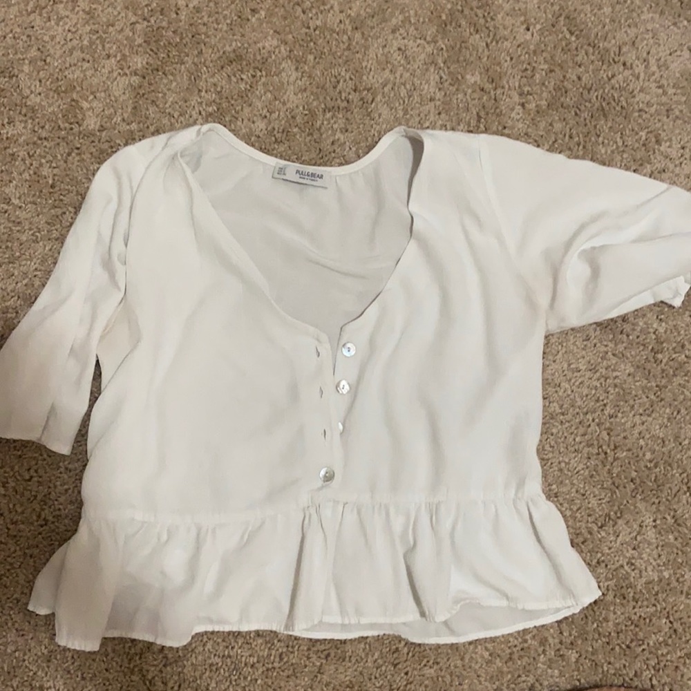 American eagle, white, Pull & Bear top